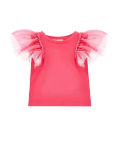 T-shirt con farfalla strass