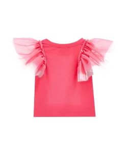 T-shirt con farfalla strass