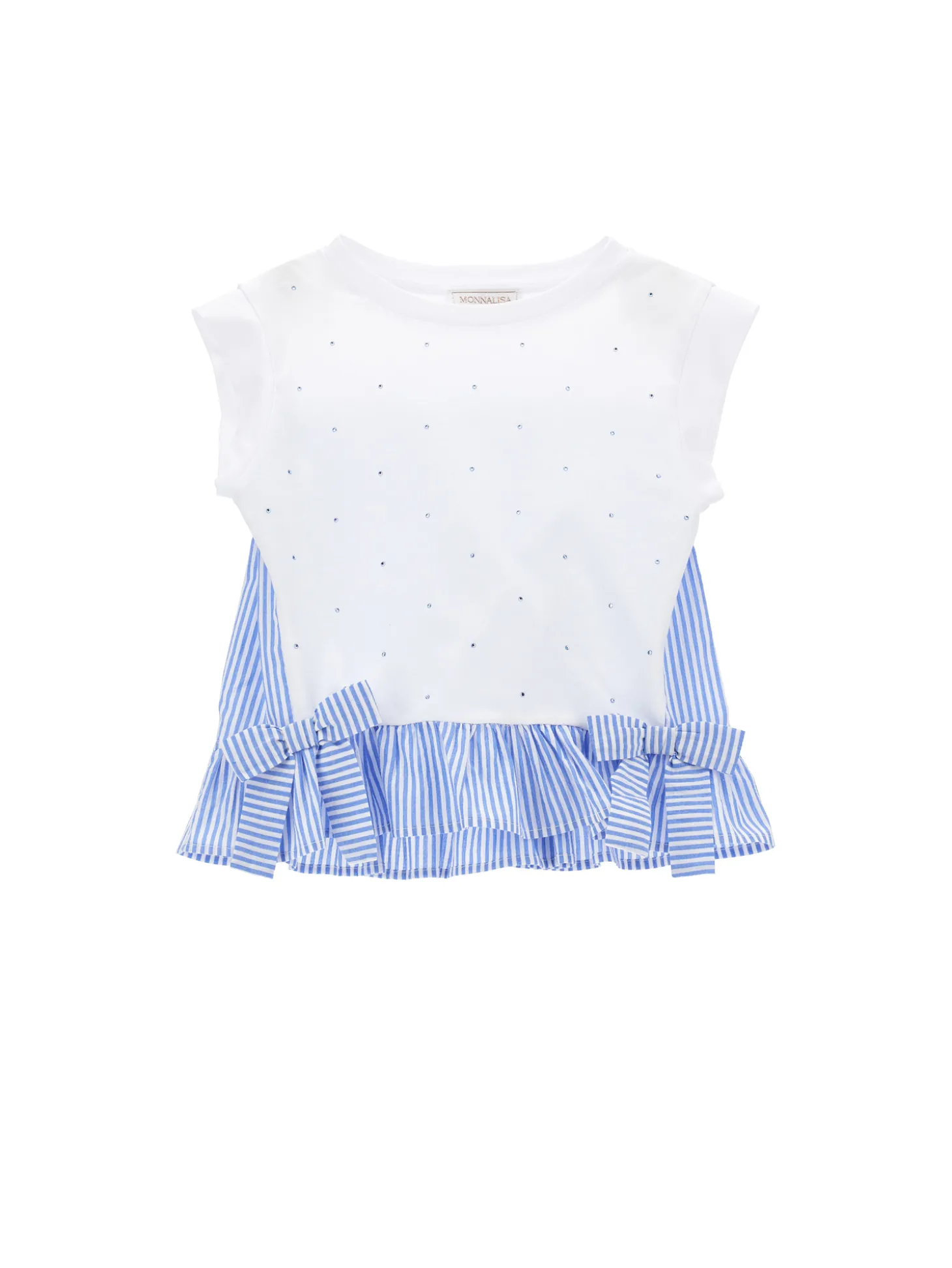 T-shirt con fiocchi e strass