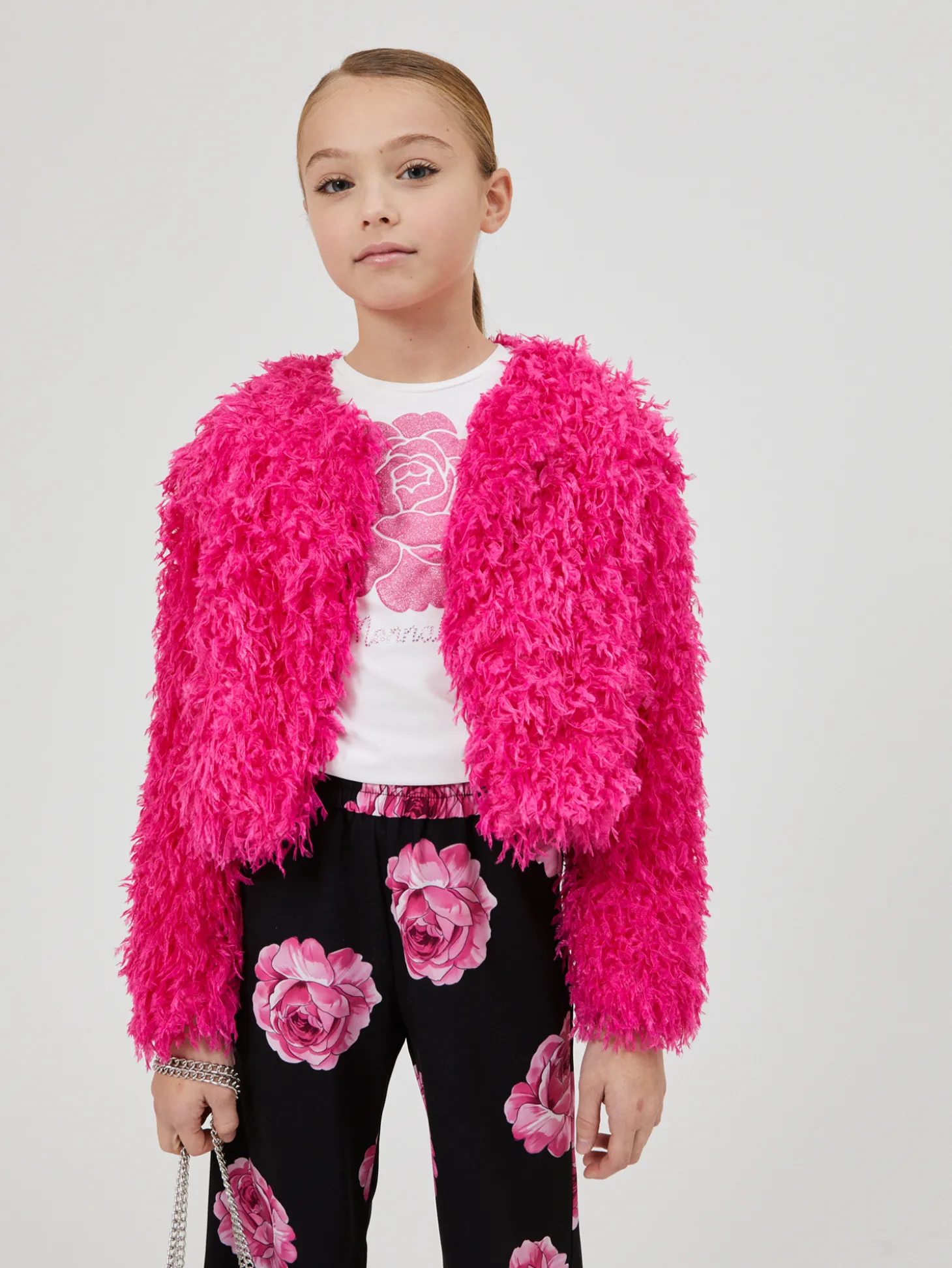 T-shirt con rosa glitter