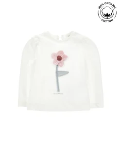 T-shirt cotone organico con fiore