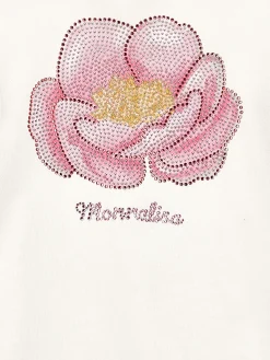 T-shirt cotone ricamo anemone