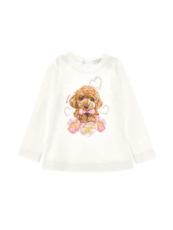T-shirt cotone stampa barboncino e anemone
