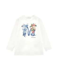T-shirt cotone stampa logata con strass