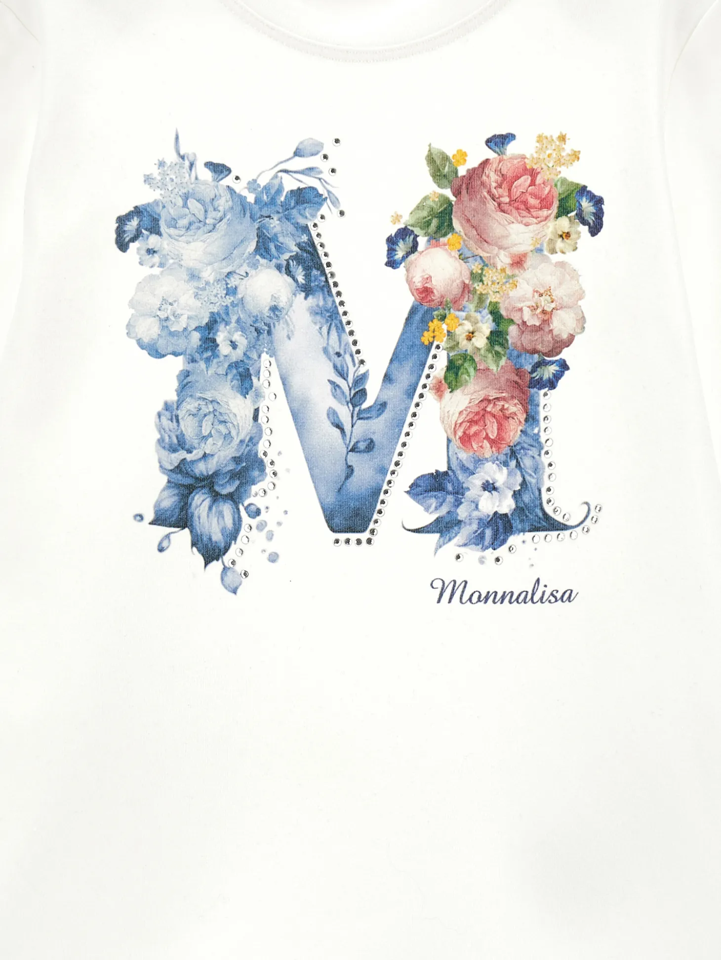 T-shirt cotone stampa logata con strass