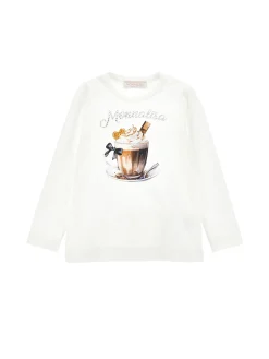 T-shirt cotone stampata con logo strass