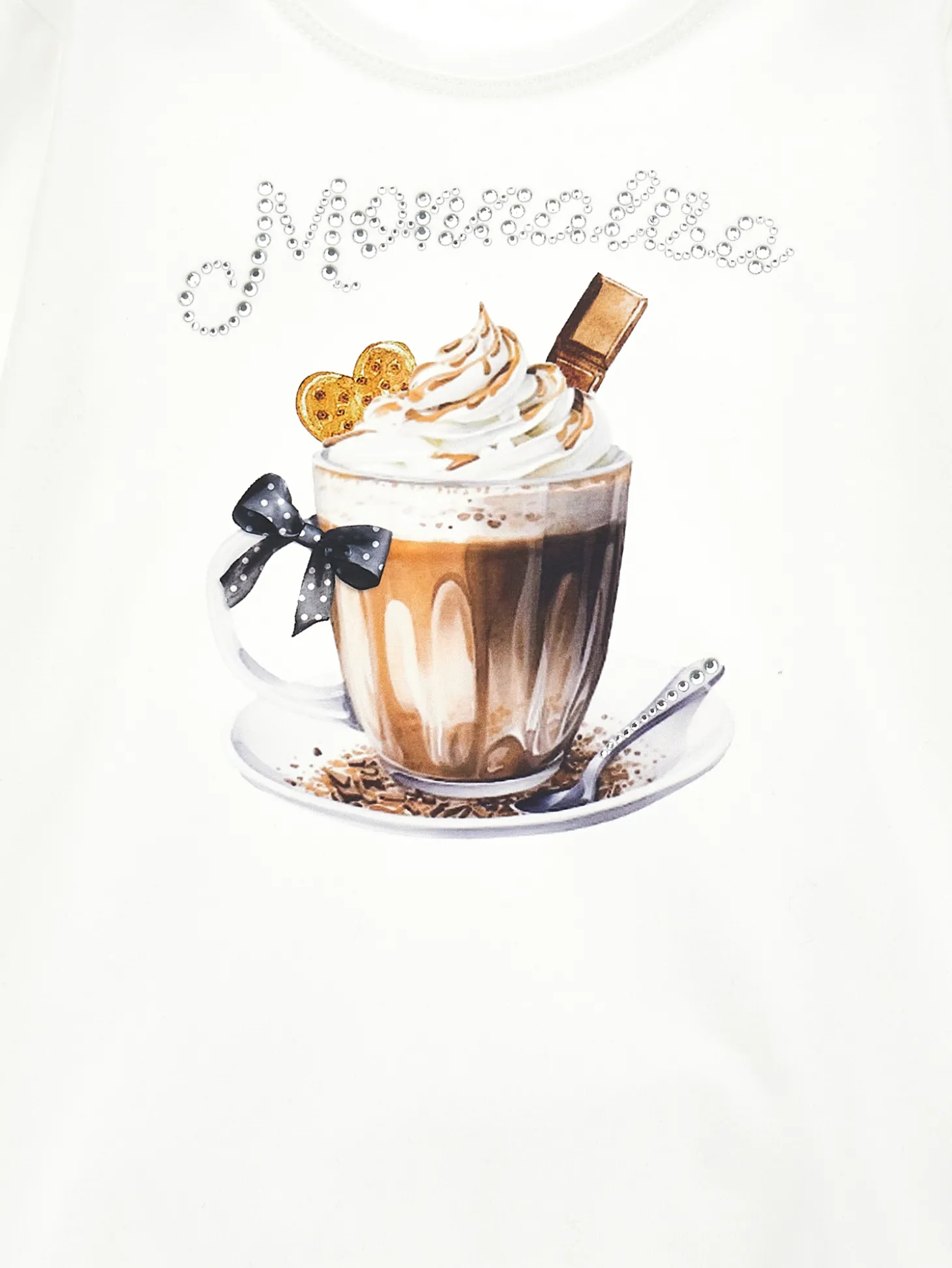 T-shirt cotone stampata con logo strass