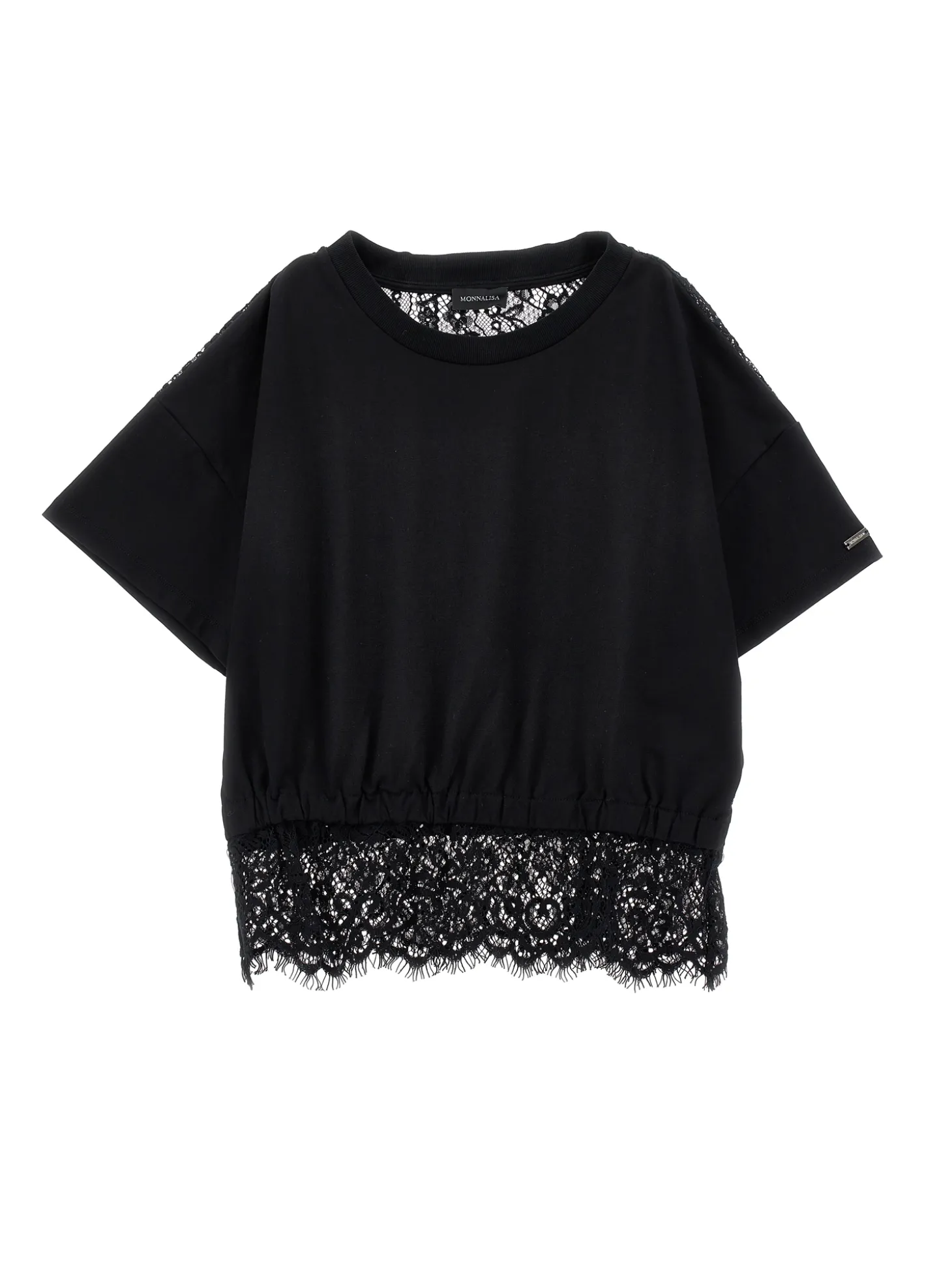 T-shirt cropped con pizzo