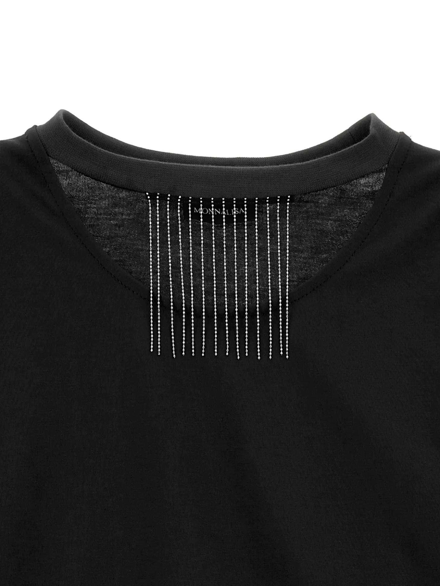 T-shirt jersey con frange metalliche