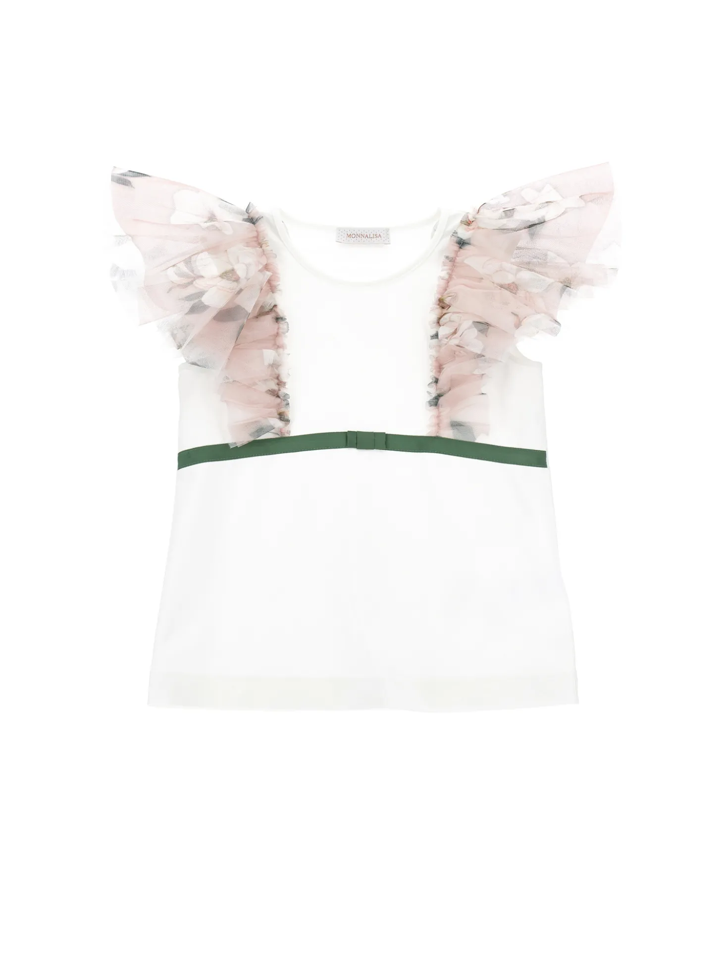 T-shirt jersey con galette a fiori