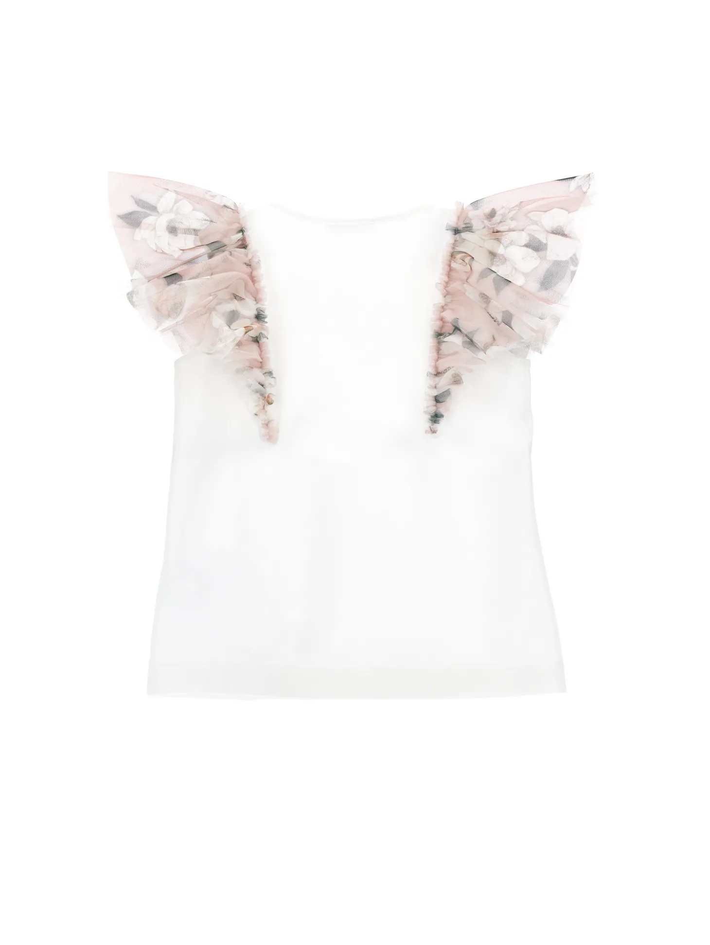 T-shirt jersey con galette a fiori