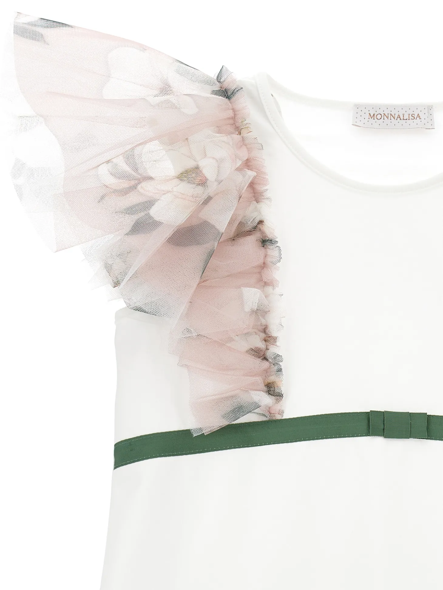T-shirt jersey con galette a fiori