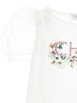 T-shirt jersey con maniche tulle