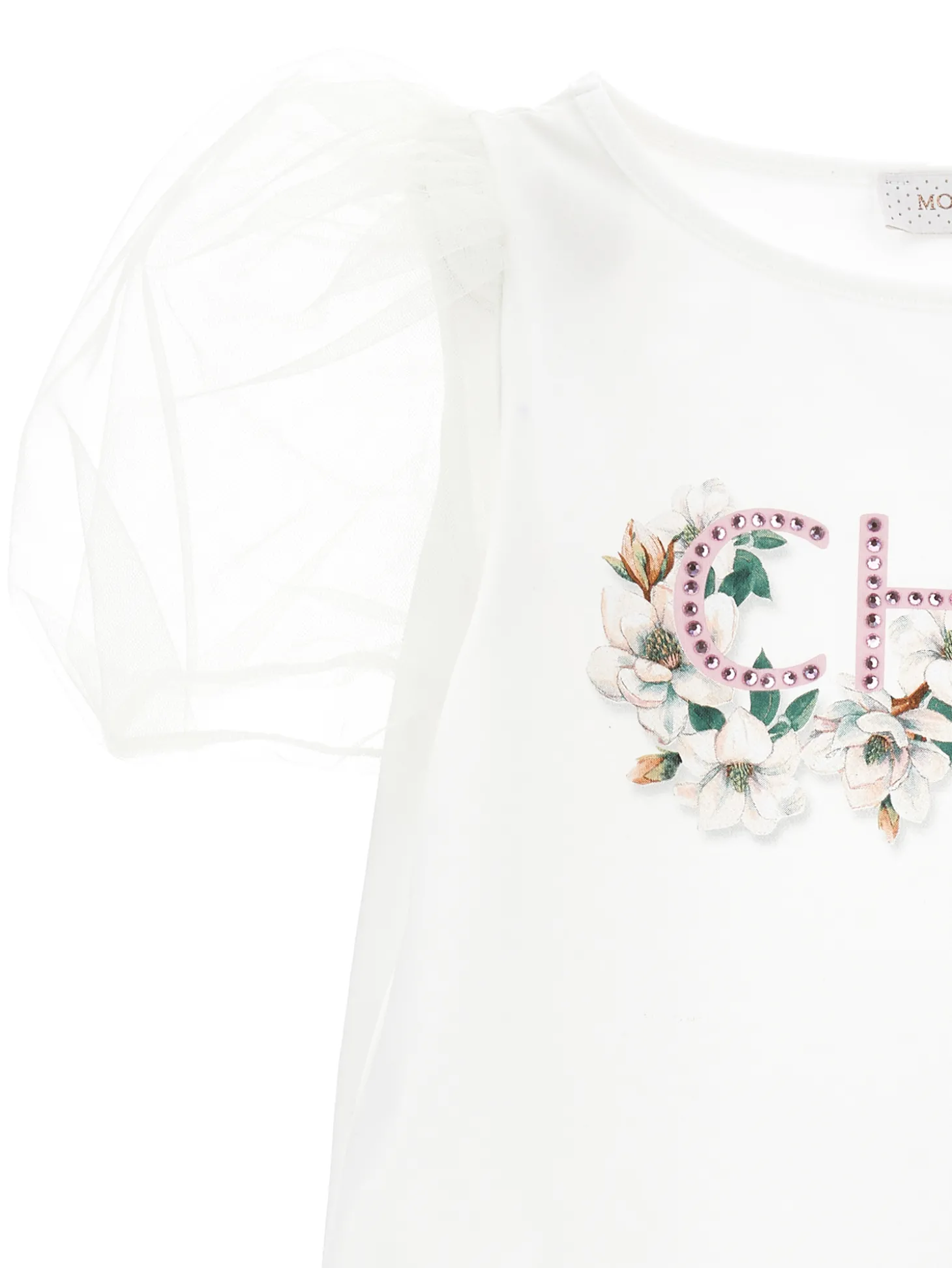 T-shirt jersey con maniche tulle