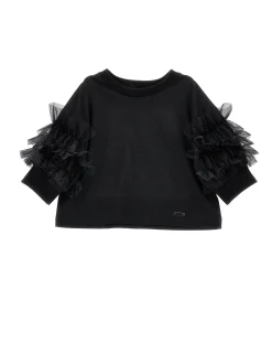 T-shirt jersey con rouches glitter