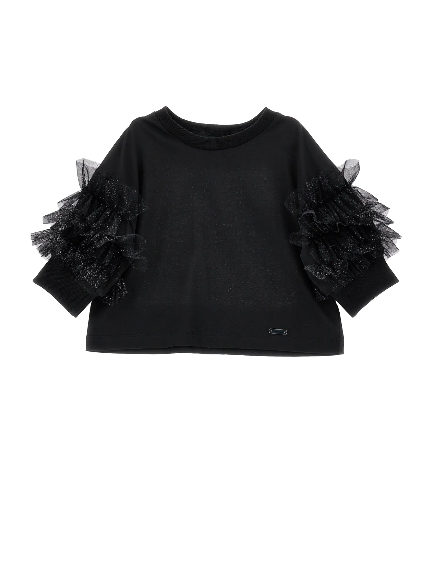 T-shirt jersey con rouches glitter