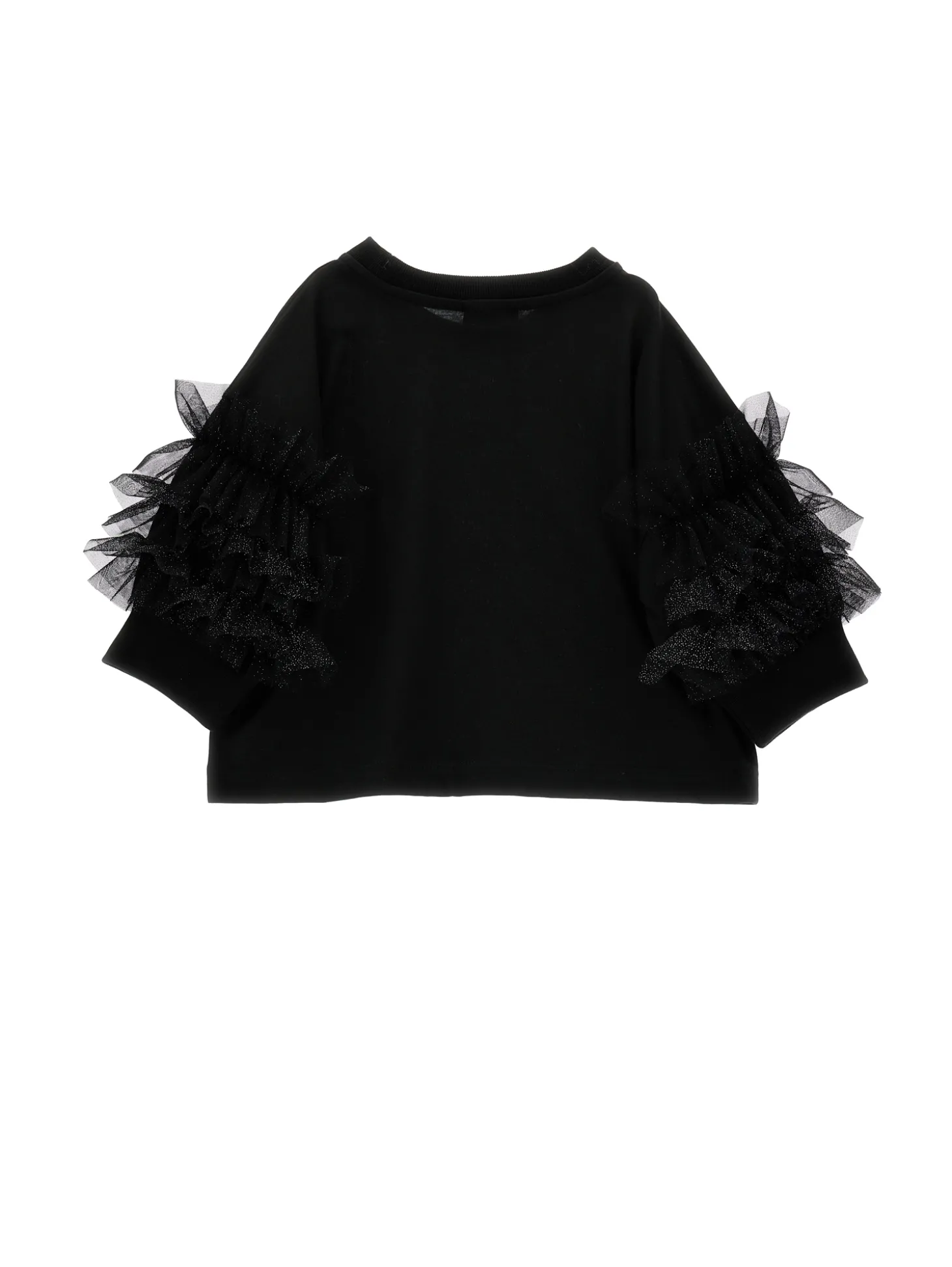 T-shirt jersey con rouches glitter