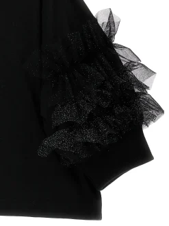 T-shirt jersey con rouches glitter