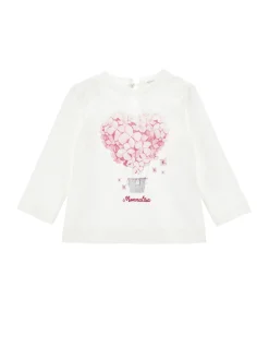 T-shirt jersey cotone con maxi stampa e strass