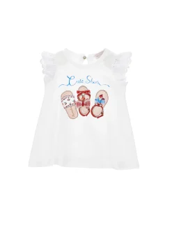 T-shirt jersey e ricamo sangallo