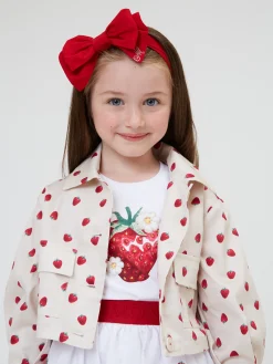 T-shirt jersey fragola con strass