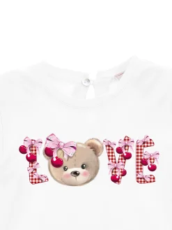 T-shirt jersey stampa love e orsetto