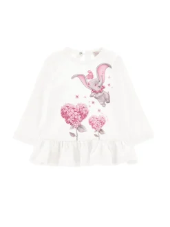 T-shirt lunga cotone con Dumbo e strass
