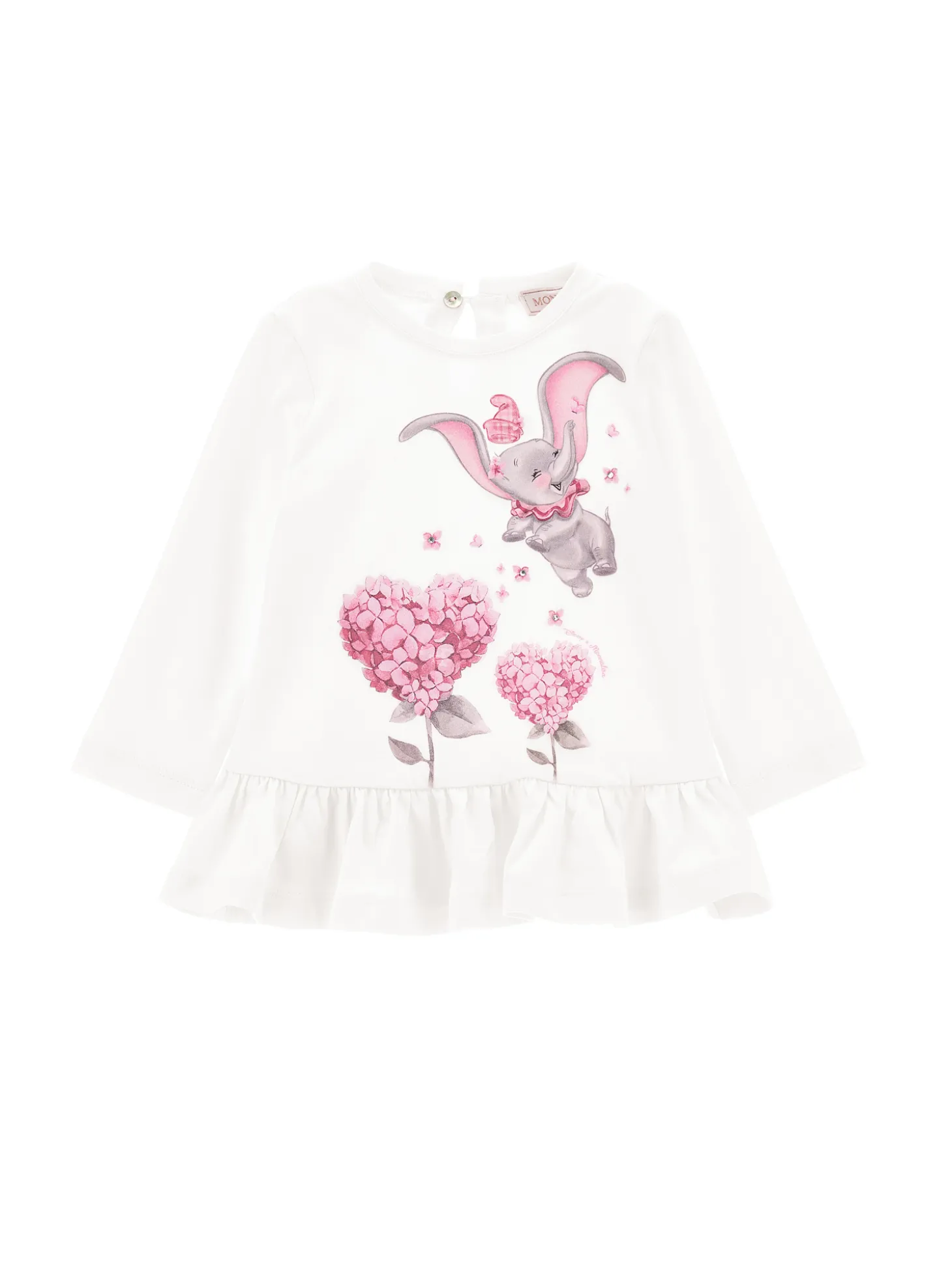 T-shirt lunga cotone con Dumbo e strass