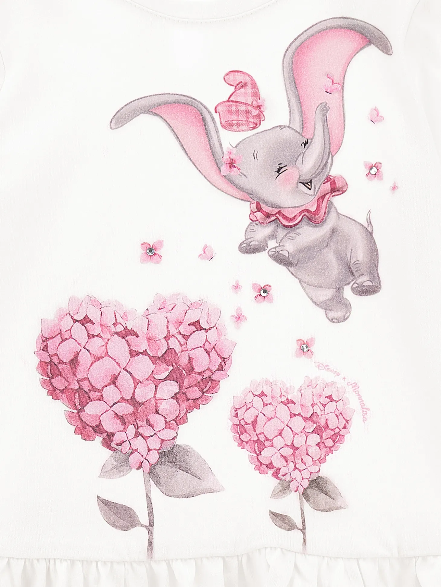 T-shirt lunga cotone con Dumbo e strass