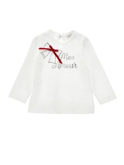 T-shirt strass e fiocco velluto