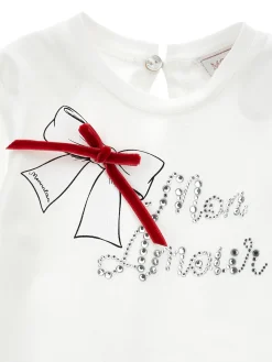 T-shirt strass e fiocco velluto
